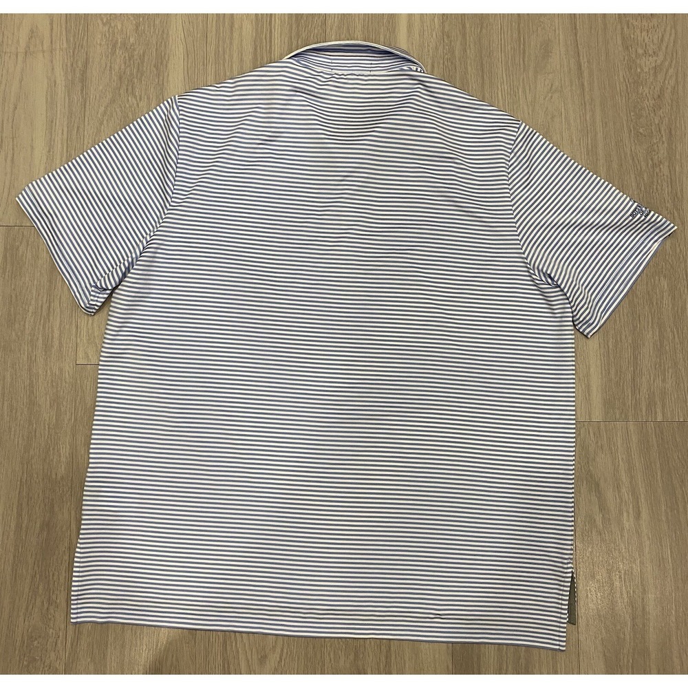 Ralph Lauren RLX Polo Shirt Mens XXL White Blue‎ Striped Short Sleeve Golf 2XL